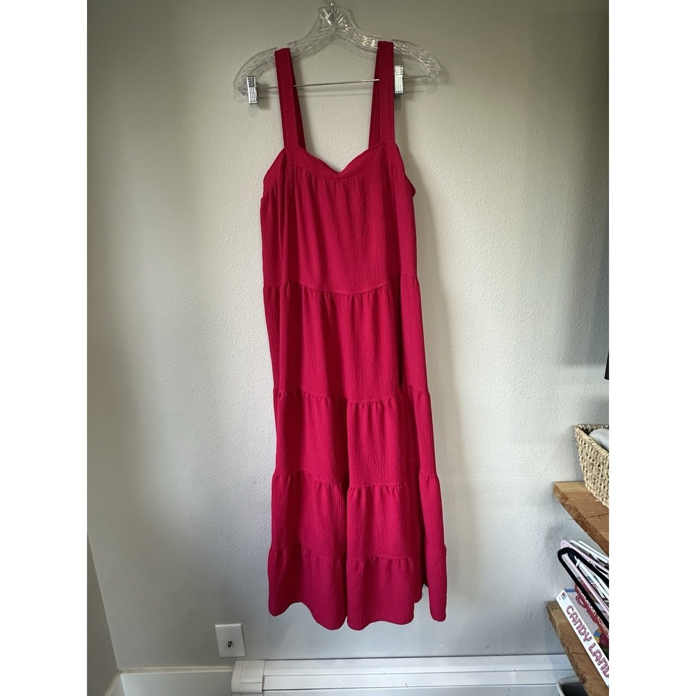 Max Studio Tiered Sleeveless Maxi Dress Size Large Pink
